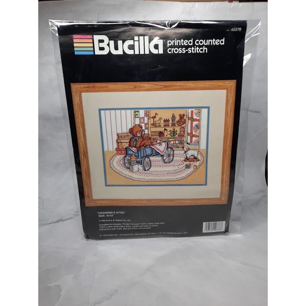 1990 Bucilla Printed Counted Cross Stitch Kit Grandma's Attic Toys Nostalgia